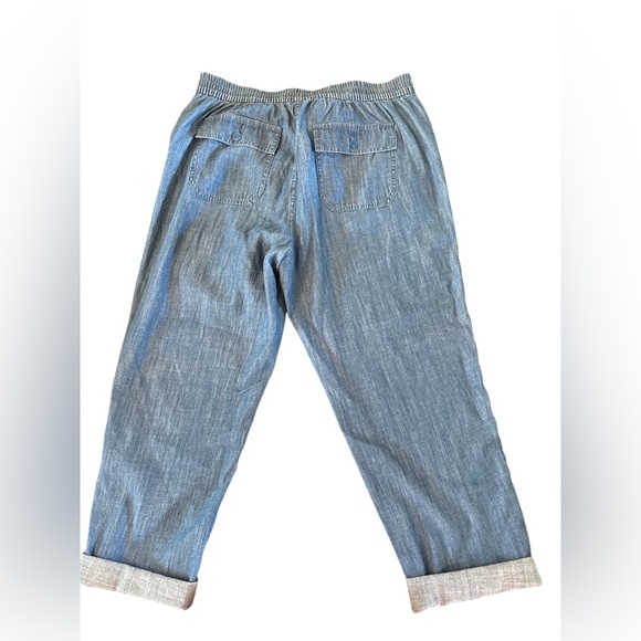 J.Crew Seaside Cropped High-Rise Chambray Pants Jeans AJ459 Indigo Size 12 - Picture 3 of 8